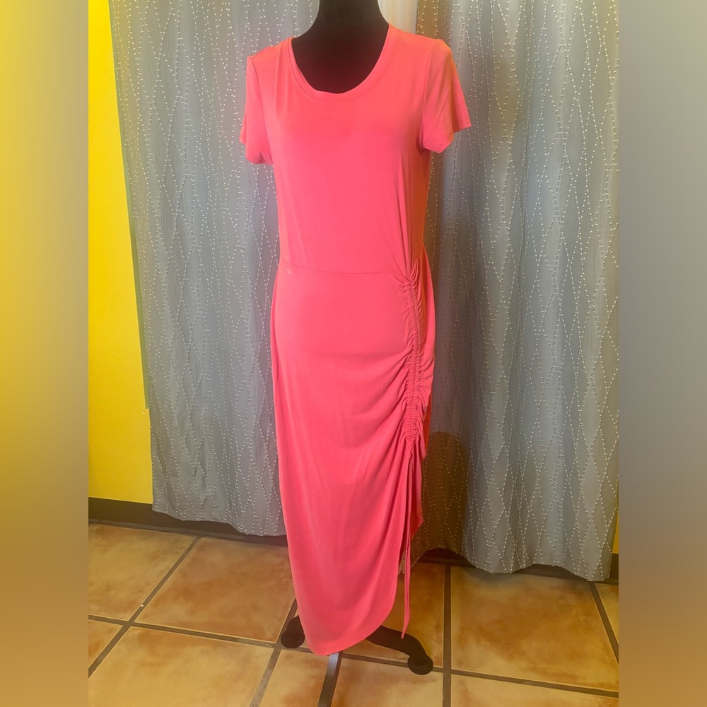Hot pink asymmetrical maxi dress